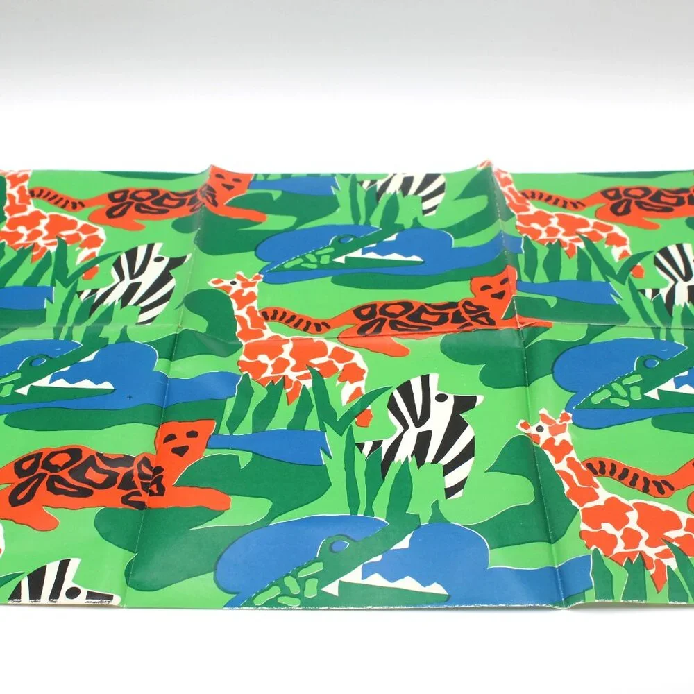 Vintage Green Wild Life Animals Party Gift Wrapping Paper One Sheet 20